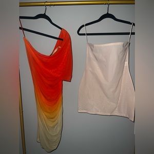 Mugler Dégradé Off the Shoulder Mesh Body-Con Minidress